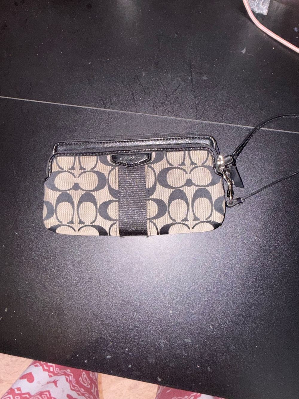 Coach Signature Canvas Wristlet in Beige and Black